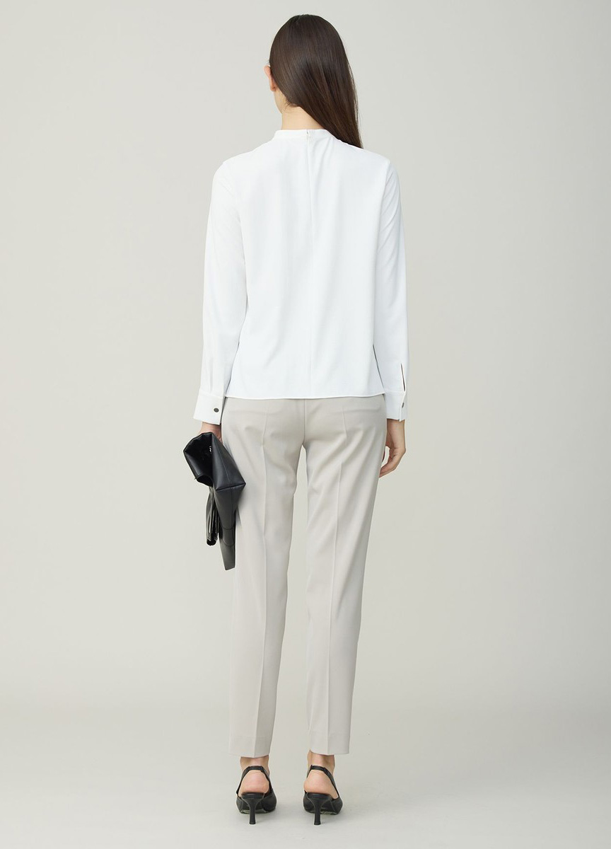 荷葉裝飾設計長袖襯衫